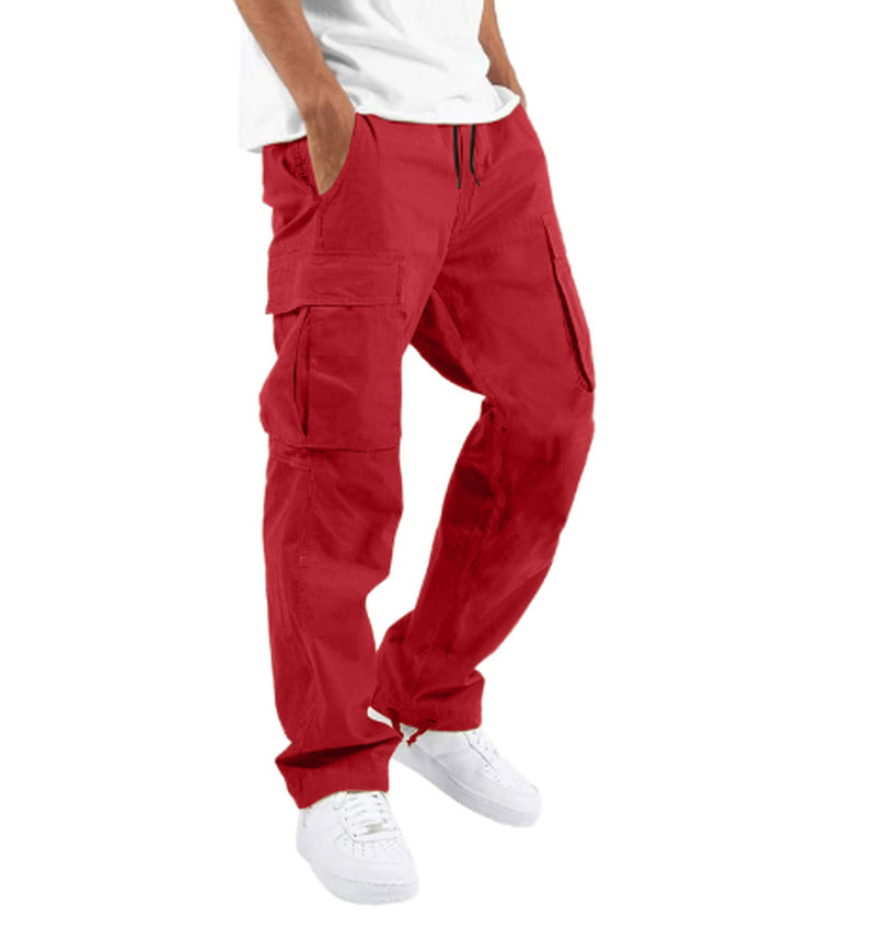 Men'S Workwear Drawstring Multi-Pocket Casual Pants