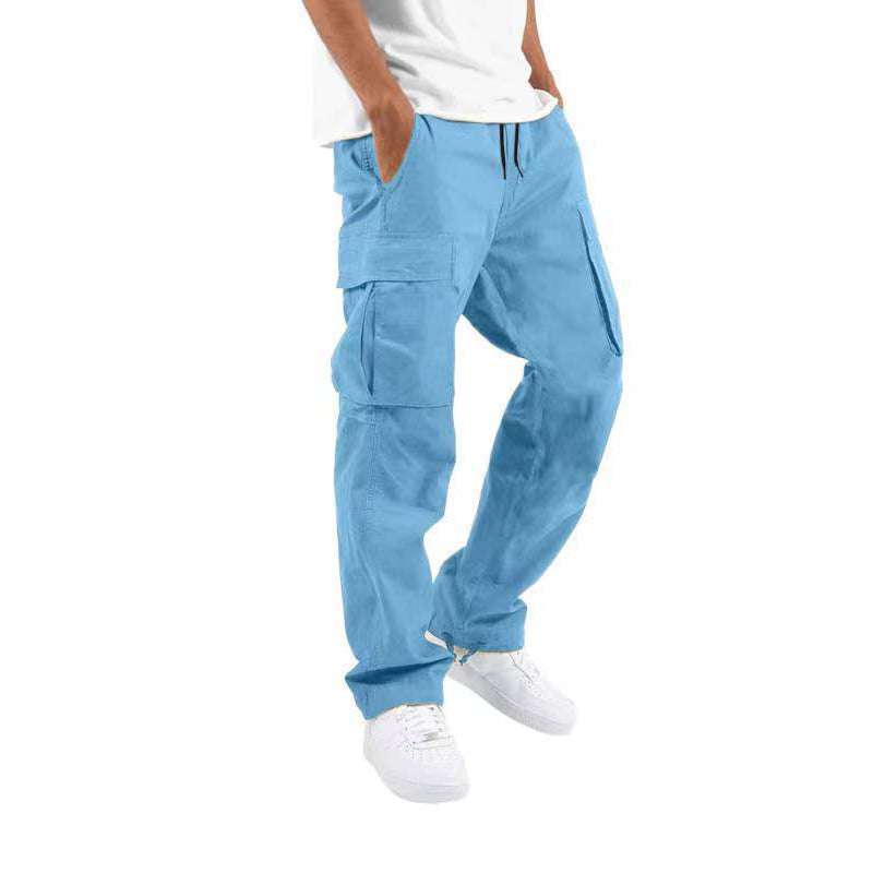 Men'S Workwear Drawstring Multi-Pocket Casual Pants