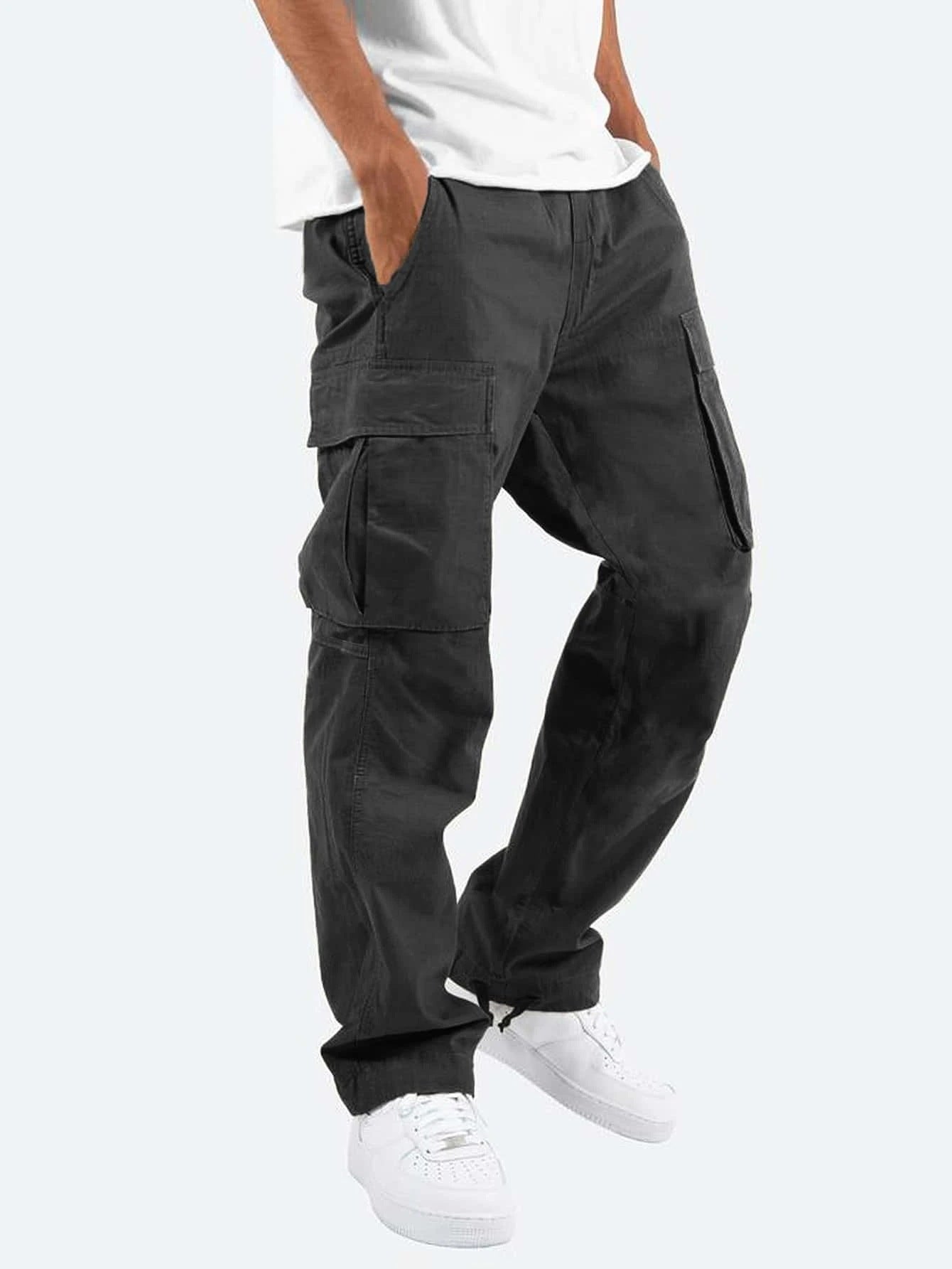 Men'S Workwear Drawstring Multi-Pocket Casual Pants