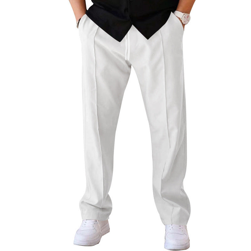 Men'S Trousers Sports Casual Loose Straight Pants with Drawstring Design Clothing