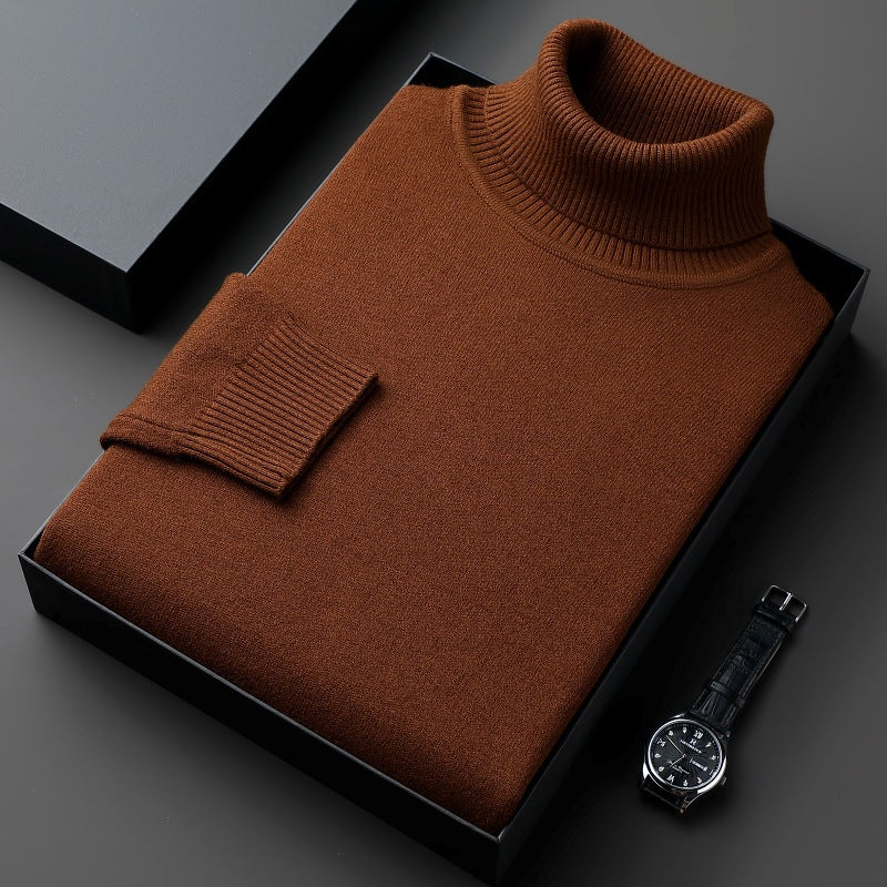 Men'S Turtleneck Pure Color Thickened Loose Casual Sweater