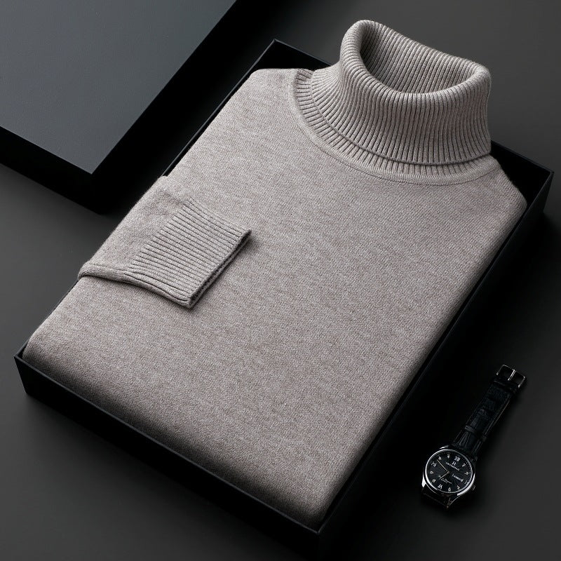 Men'S Turtleneck Pure Color Thickened Loose Casual Sweater