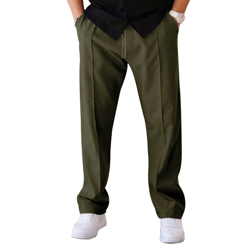 Men'S Trousers Sports Casual Loose Straight Pants with Drawstring Design Clothing