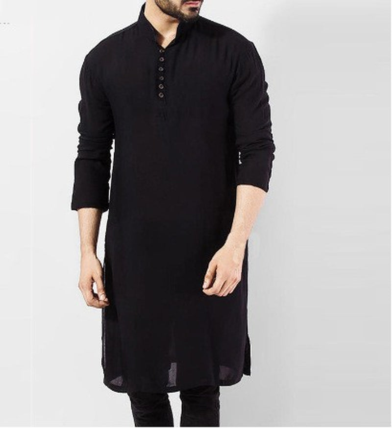 Arab Style Fashion Simple Long Men'S Shirt Muslim Robe