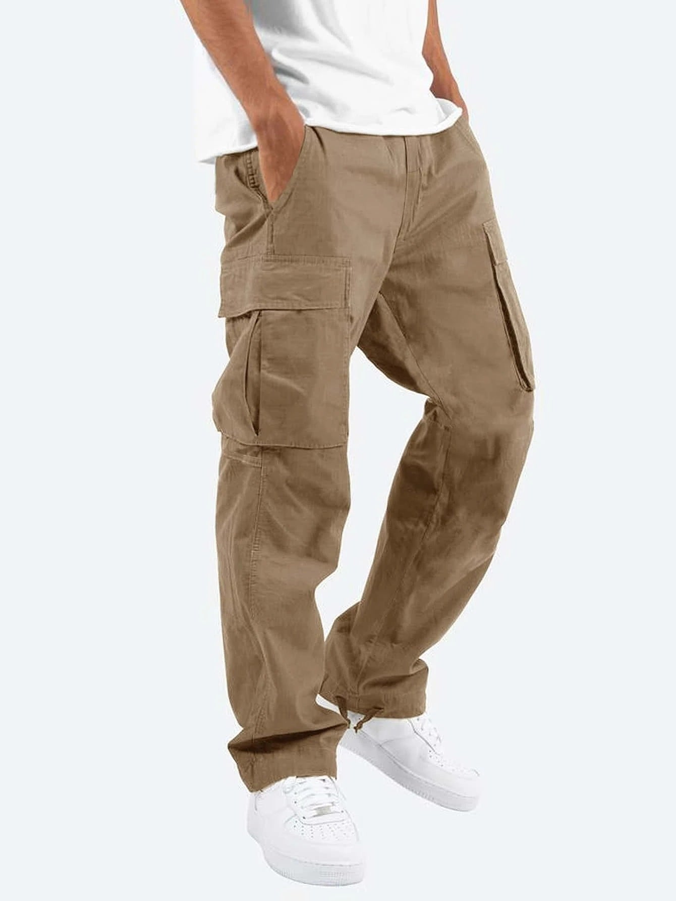 Men'S Workwear Drawstring Multi-Pocket Casual Pants